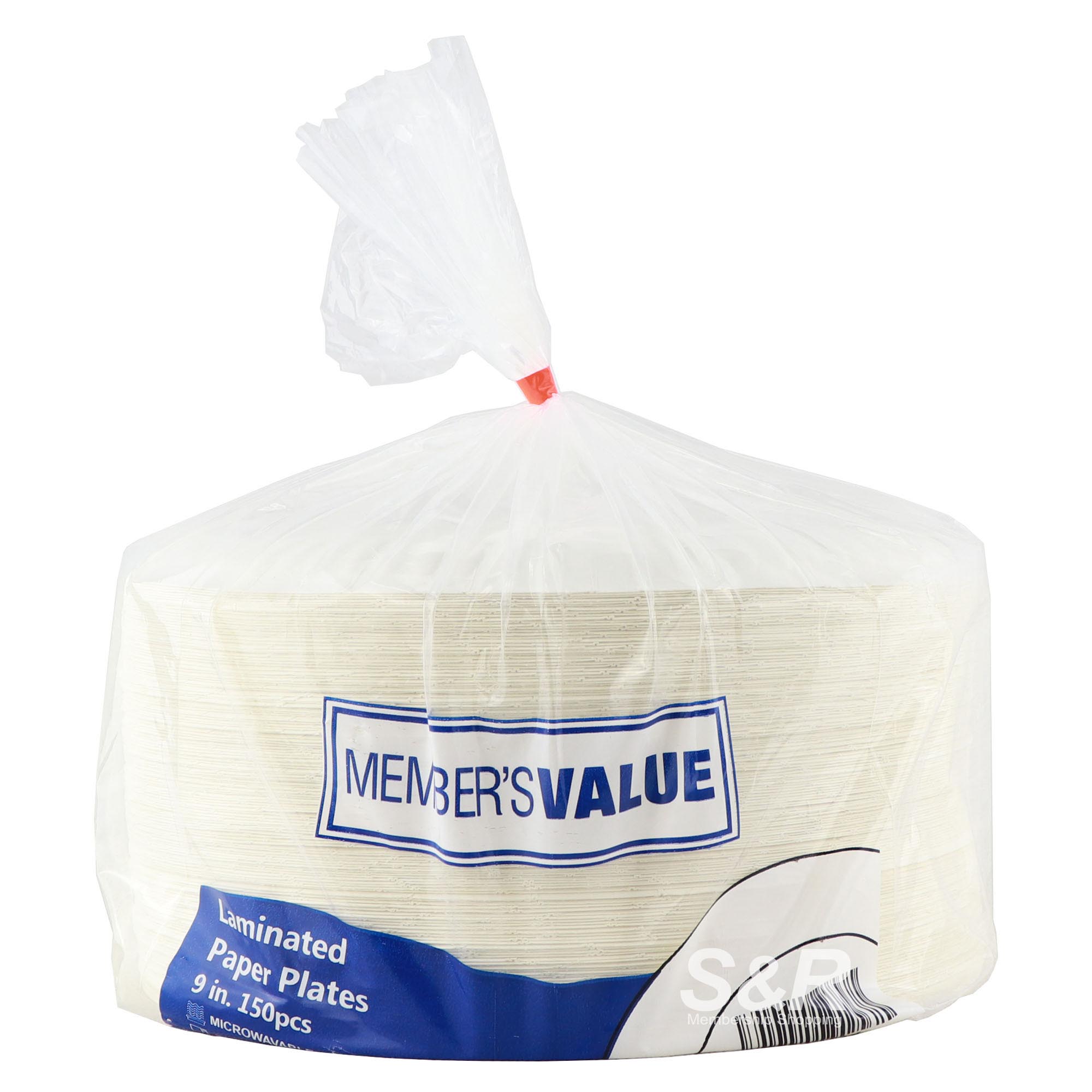 Member's Value Laminated Paper Plates 9-inch 150pcs Member's Value Laminated Paper Plates 9-inch 150pcs